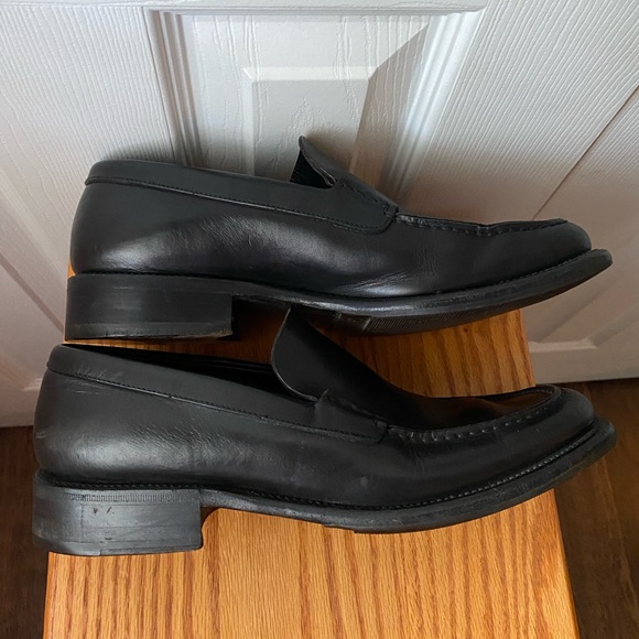 VINTAGE 90’s Y2K PRADA Black Leather Square Toe Slip-On Chunky Loafers SZ 9 - Picture 3 of 10